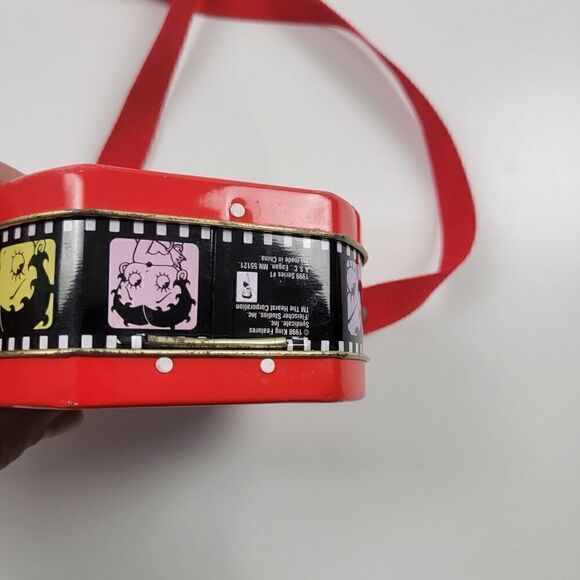 Vintage 90s Betty Boop Metal Tin Purse with Red Strap lunch box Crossbody - Picture 5 of 13